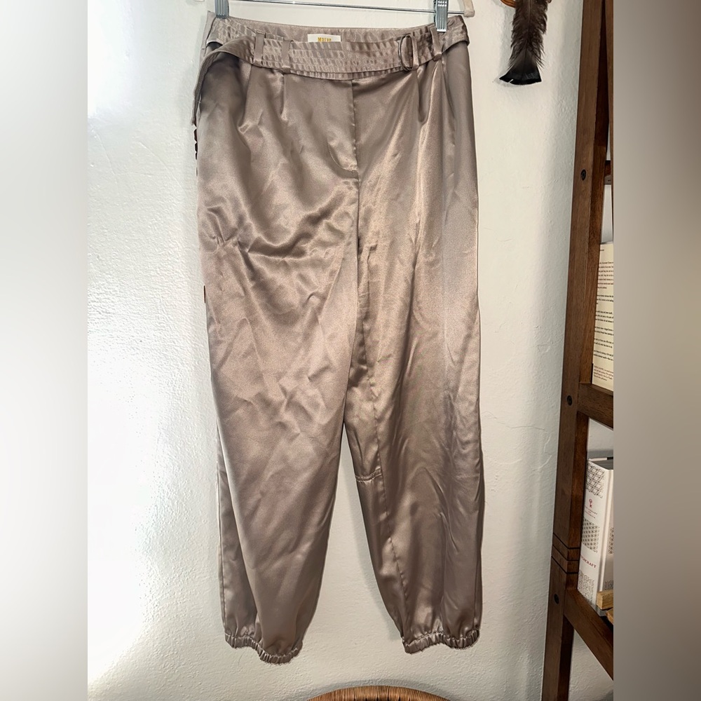 Maeve Satin Jogger Pants in Cream - Picture 4 of 7